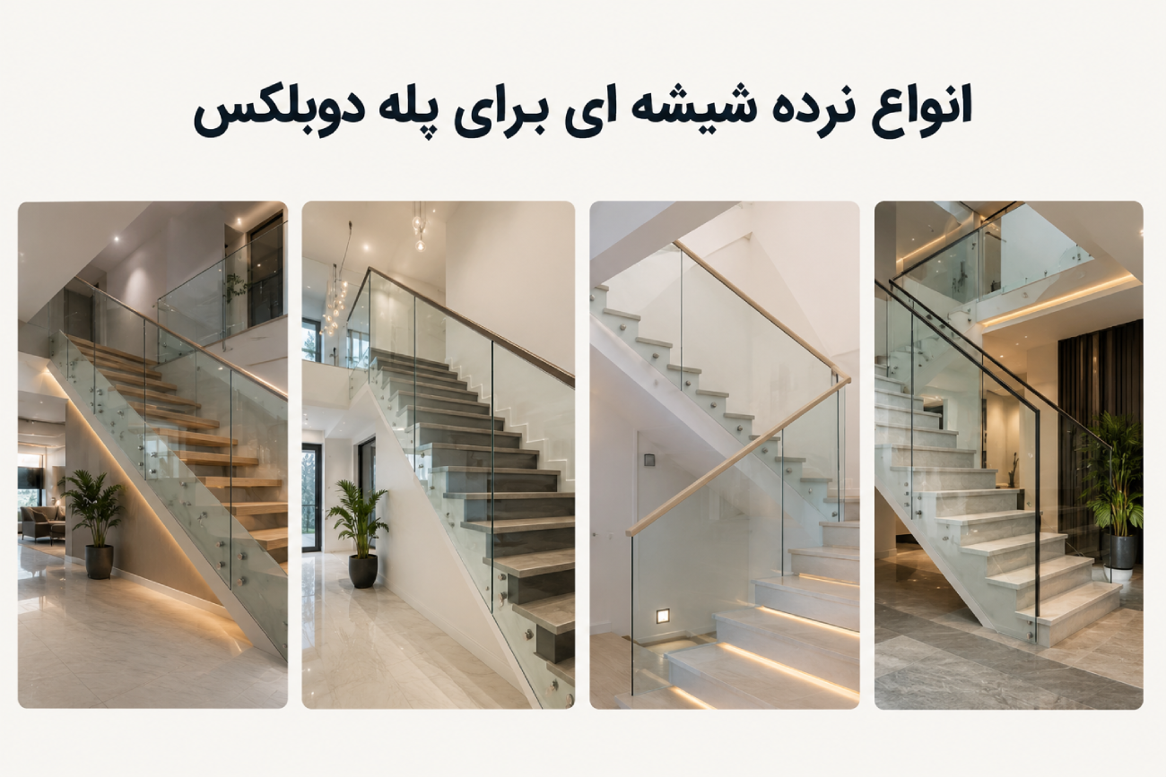 انواع نرده شیشه ای برای پله دوبلکس