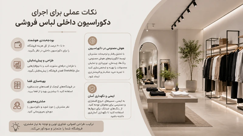 نکات عملی برای اجرای دکوراسیون داخلی لباس فروشی